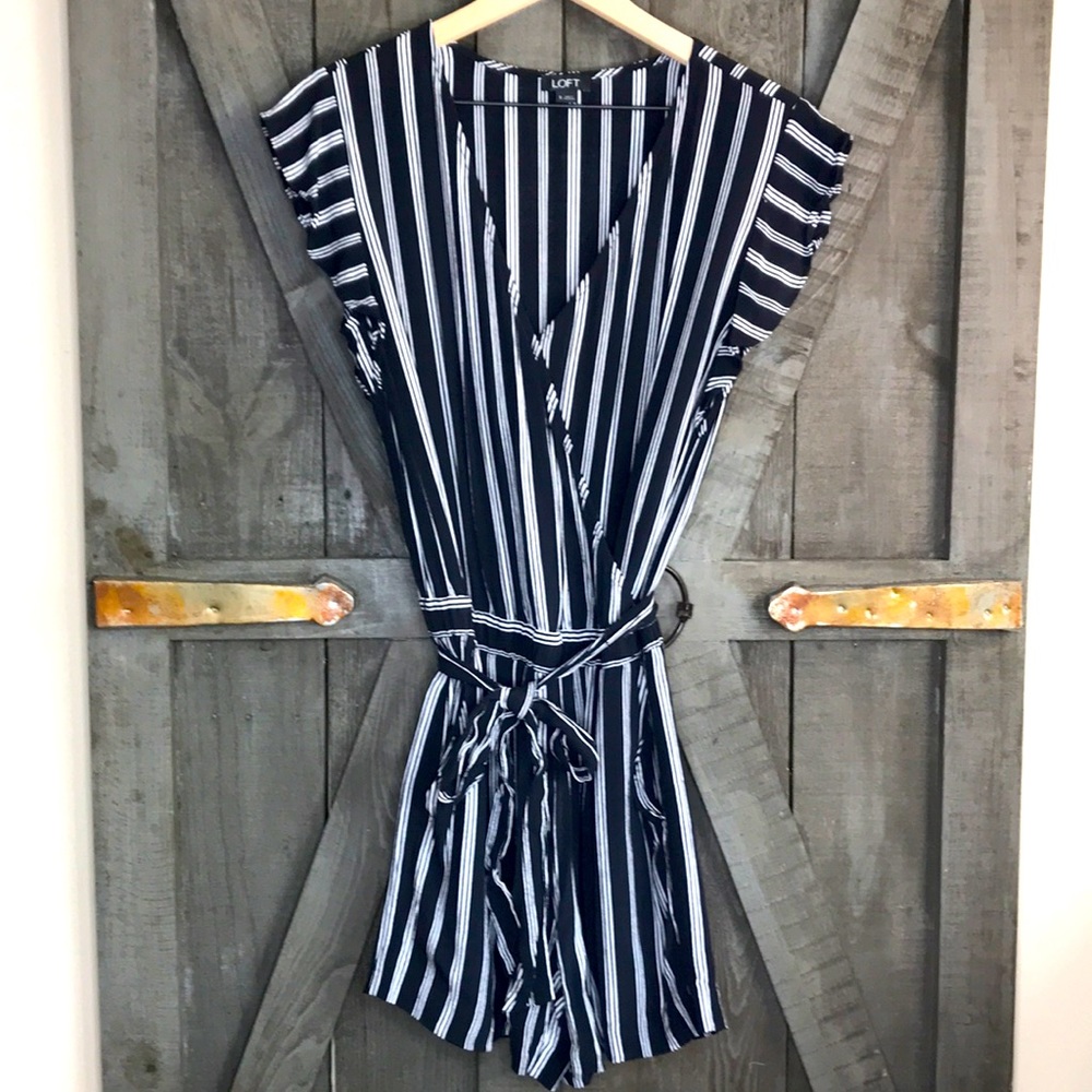 Ann Taylor LOFT Black and White Romper